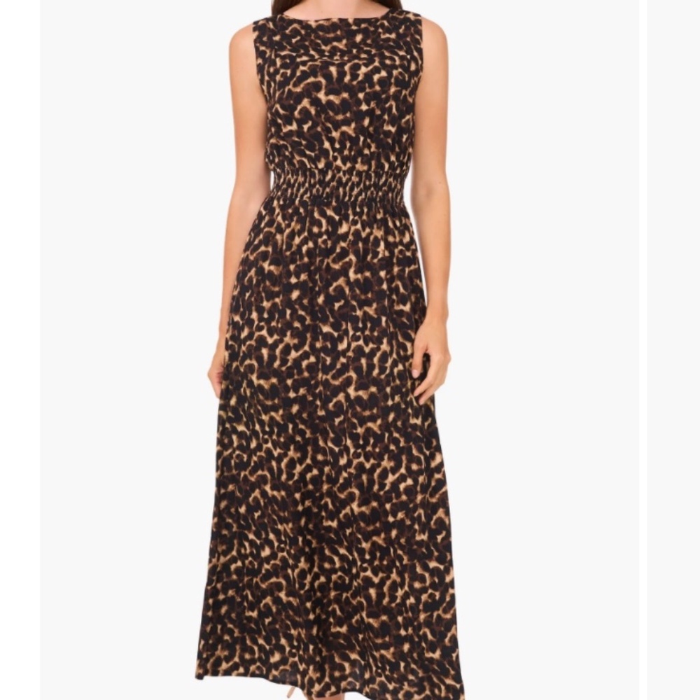 NWT XL Leopard Smocked Waist Maxi Dress